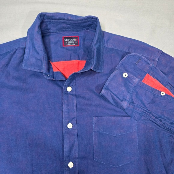 UNTUCKit Other - UNTUCKit Button Down Shirt Medium Blue Quagliano-Red Long Sleeve Cotton